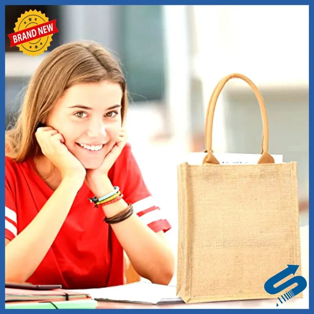Reusable Burlap Tote Bags Minimal Chic Eco-Friendly Beach Wedding Shopping